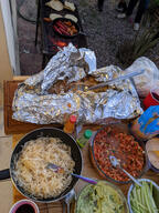 bottle cucumber food fork grill guacamole meat onion pan salsa sauce_bottle sausage spoon subject:object subject:plant succulent_plant tortilla type:photograph // 2000x2667 // 899KB